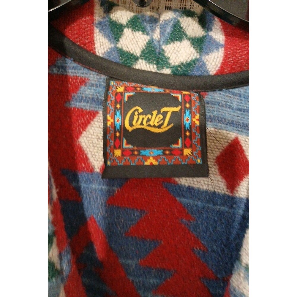 Vintage Circle T Blanket Coat Wool Blend Multi Southwestern Aztec Women Small - Picture 3 of 12